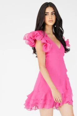 Fairy Flutter Sleeve Mini Dress In Pink 14 Fairy Flutter Sleeve Mini Dress In Pink -Lace & Beads Fairy 1