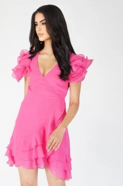 Fairy Flutter Sleeve Mini Dress In Pink 11 Fairy Flutter Sleeve Mini Dress In Pink -Lace & Beads Fairy 11