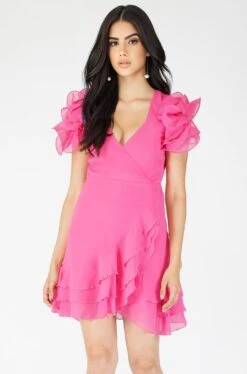 Fairy Flutter Sleeve Mini Dress In Pink 13 Fairy Flutter Sleeve Mini Dress In Pink -Lace & Beads Fairy 13