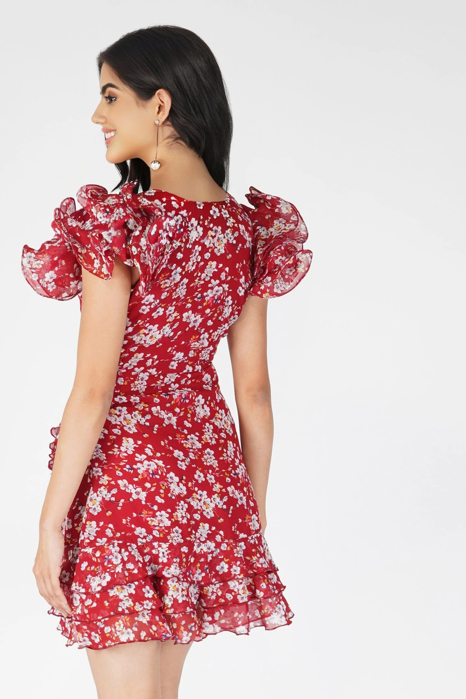 Fairy Printed Red Mini Dress 7 Fairy Printed Red Mini Dress - Image 5