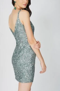 Greyson Teal Sequin Mini Dress -Lace & Beads Greyson 11