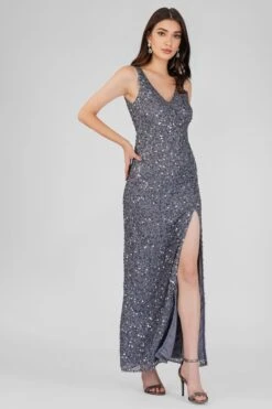 Greyson Grey Sequin Maxi Dress -Lace & Beads Greyson 4