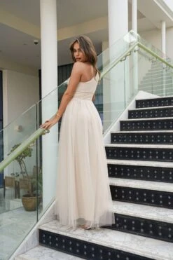 One Shoulder Mesh Maxi Dress -Lace & Beads IMG 2926