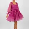 Jessica Tulle Smock Mini Dress In Vivid Purple -Lace & Beads JessicaVividPurple 1 cut