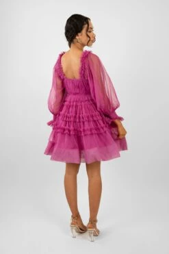 Jessica Tulle Smock Mini Dress In Vivid Purple -Lace & Beads JessicaVividPurple 6
