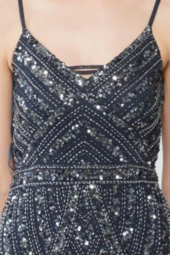 Jolie Embellished Maxi Dress In Navy Blue -Lace & Beads JolieMaxi 4