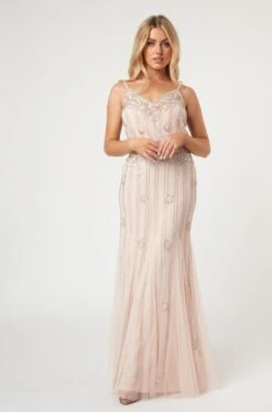 Keeva Nude Blush Bridesmaid Dress 22 Keeva Nude Blush Bridesmaid Dress -Lace & Beads KeevaBlushBridesmaidMaxi 6