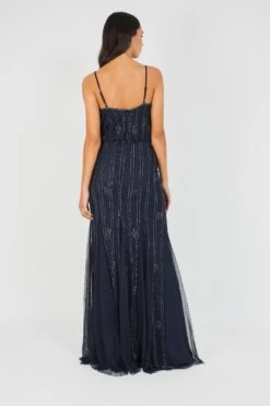 Keeva Navy Bridesmaid Maxi Dress -Lace & Beads KeevaMaxinavyback