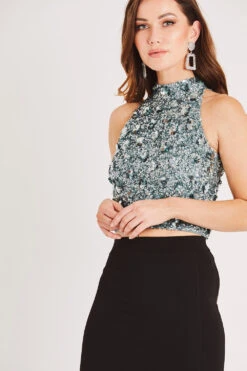 Gui Beaded Top In Teal -Lace & Beads LACE BEADS 2074