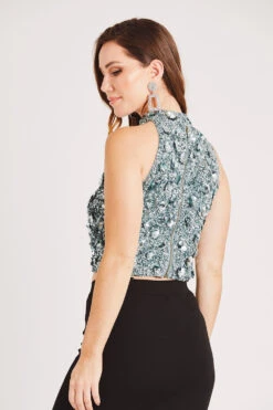 Gui Beaded Top In Teal -Lace & Beads LACE BEADS 2087