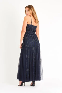 Keeva Navy Bridesmaid Maxi Dress -Lace & Beads LNB3267NVY 6