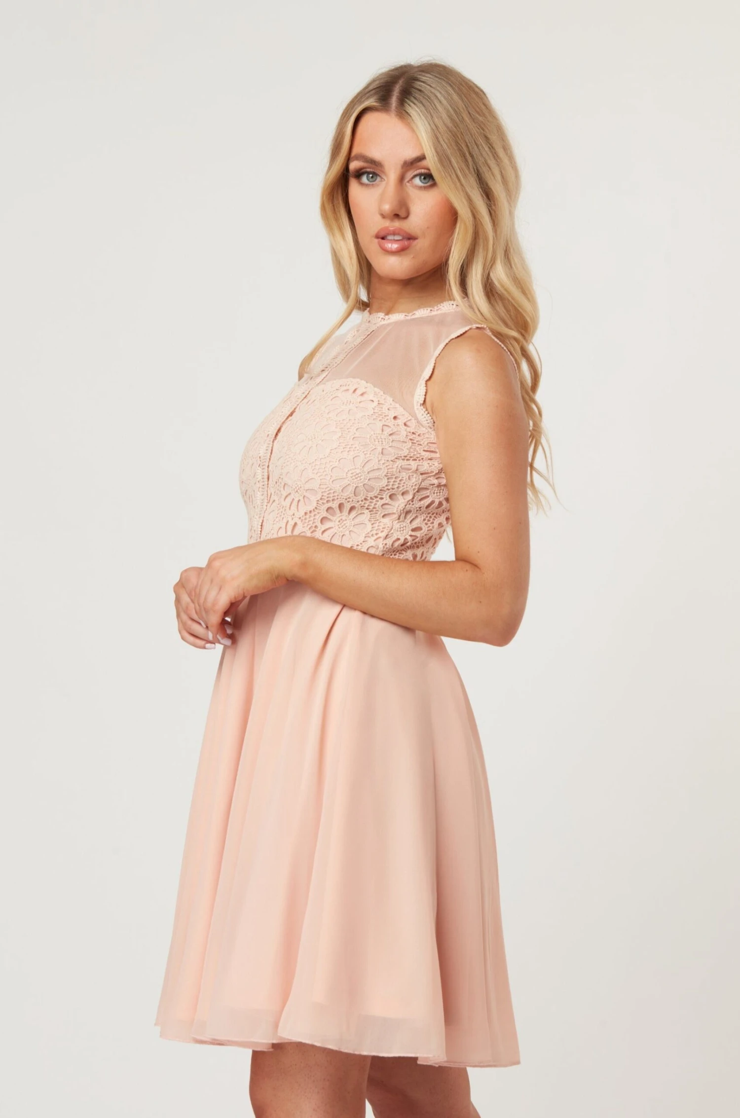 Carlie Blush Tulle And Lace Skater Dress 4 Carlie Blush Tulle And Lace Skater Dress - Image 2