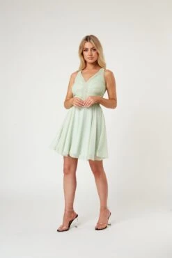 Cheri Embroidered Mint Green Skater Dress -Lace & Beads LaceandBeads152