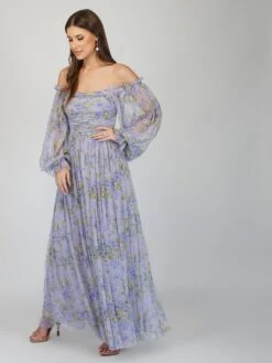 Lana Lilac Printed Tulle Dress -Lace & Beads LanaPurplePrint 3