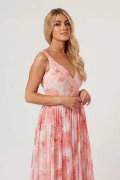 Levi Pink Floral Printed Maxi Dress -Lace & Beads Levi 1