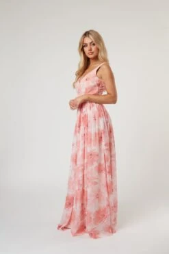 Levi Pink Floral Printed Maxi Dress -Lace & Beads Levi 16