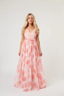 Levi Pink Floral Printed Maxi Dress -Lace & Beads Levi 2