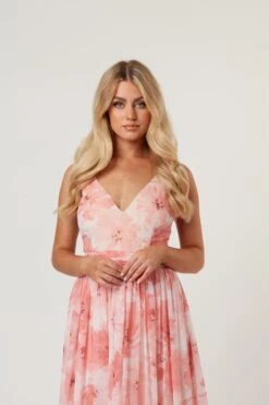 Levi Pink Floral Printed Maxi Dress -Lace & Beads Levi 32