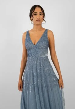 Lorelai Dusty Blue Embellished Maxi Dress -Lace & Beads LorelaiBlue 3