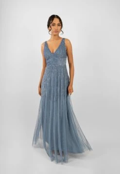 Lorelai Dusty Blue Embellished Maxi Dress -Lace & Beads LorelaiBlue 5