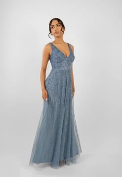 Lorelai Dusty Blue Embellished Maxi Dress -Lace & Beads LorelaiBlue 6