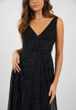 Lorelai Navy Blue Embellished Maxi Dress -Lace & Beads LorelaiNavyBlue 3