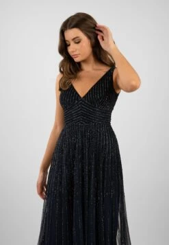 Lorelai Navy Blue Embellished Maxi Dress -Lace & Beads LorelaiNavyBlue 4