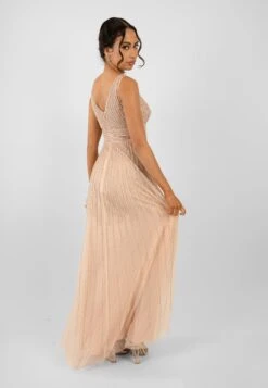 Lorelai Blush Pink Embellished Maxi Dress -Lace & Beads LorelaiNudeBlush 6