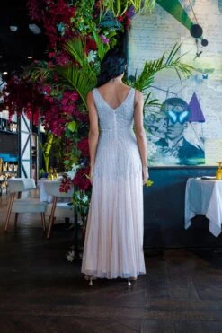 Lorelai Blush Pink Embellished Maxi Dress -Lace & Beads LorelaiNude 1