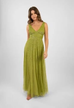 Lorelai Olive Green Embellished Maxi Dress -Lace & Beads LorelaiOlive 1