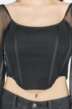 Luca Black Long Sleeve Corset Top -Lace & Beads LucaBlack 2