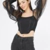 Luca Black Long Sleeve Corset Top -Lace & Beads LucaBlack 3