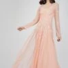Luciene Long Sleeve Embellished Maxi Dress In Blush Pink -Lace & Beads LucieneLSedited