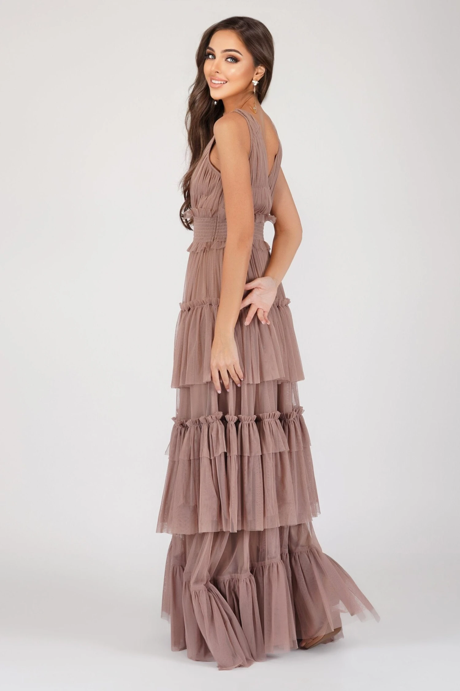 Luna Mink Tulle Plunge Maxi Dress 4 Luna Mink Tulle Plunge Maxi Dress - Image 2
