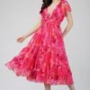 Madison Sunset Pink Chiffon Midi Dress -Lace & Beads MADISONMISICHIFFONPINK 4