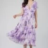 Madison Lavender Chiffon Bridesmaid Dress -Lace & Beads MadisonMidiLavenderPrint 2