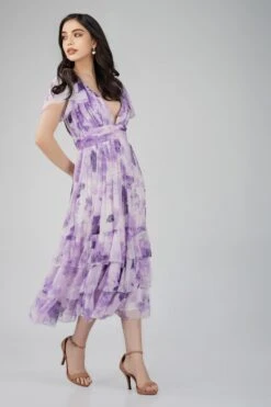 Madison Lavender Chiffon Bridesmaid Dress 11 Madison Lavender Chiffon Bridesmaid Dress -Lace & Beads MadisonMidiLavenderPrint 5