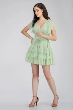 Madison Sage Green Tulle Mini Dress -Lace & Beads MadisonMiniSage 3