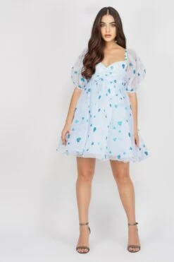 Melanie Puff Sleeve Dress In Blue Heart -Lace & Beads MelanieBlueHeart 5 EDITED2