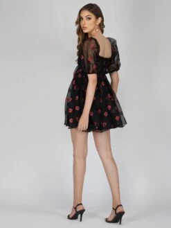 Melanie Rose Puff Sleeve Mini Dress -Lace & Beads Melanie 3 Copy