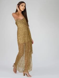 Nair Gold Sequin Maxi Dress -Lace & Beads NairGold 1