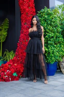 Natalia Tulle Maxi Dress In Black -Lace & Beads NataliaBlack 2