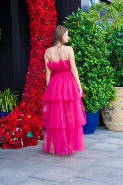Natalia Tulle Maxi Dress In Bright Pink -Lace & Beads NataliaBrightPink 5