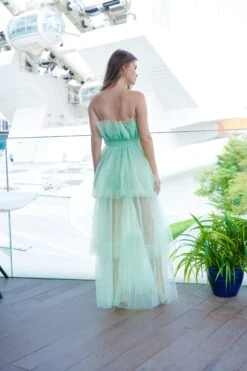 Natalia Tulle Maxi Dress In Sage Green -Lace & Beads NataliaSage 1