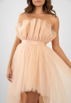 Nidha High Low Tulle Dress In Nude -Lace & Beads Nidha 2