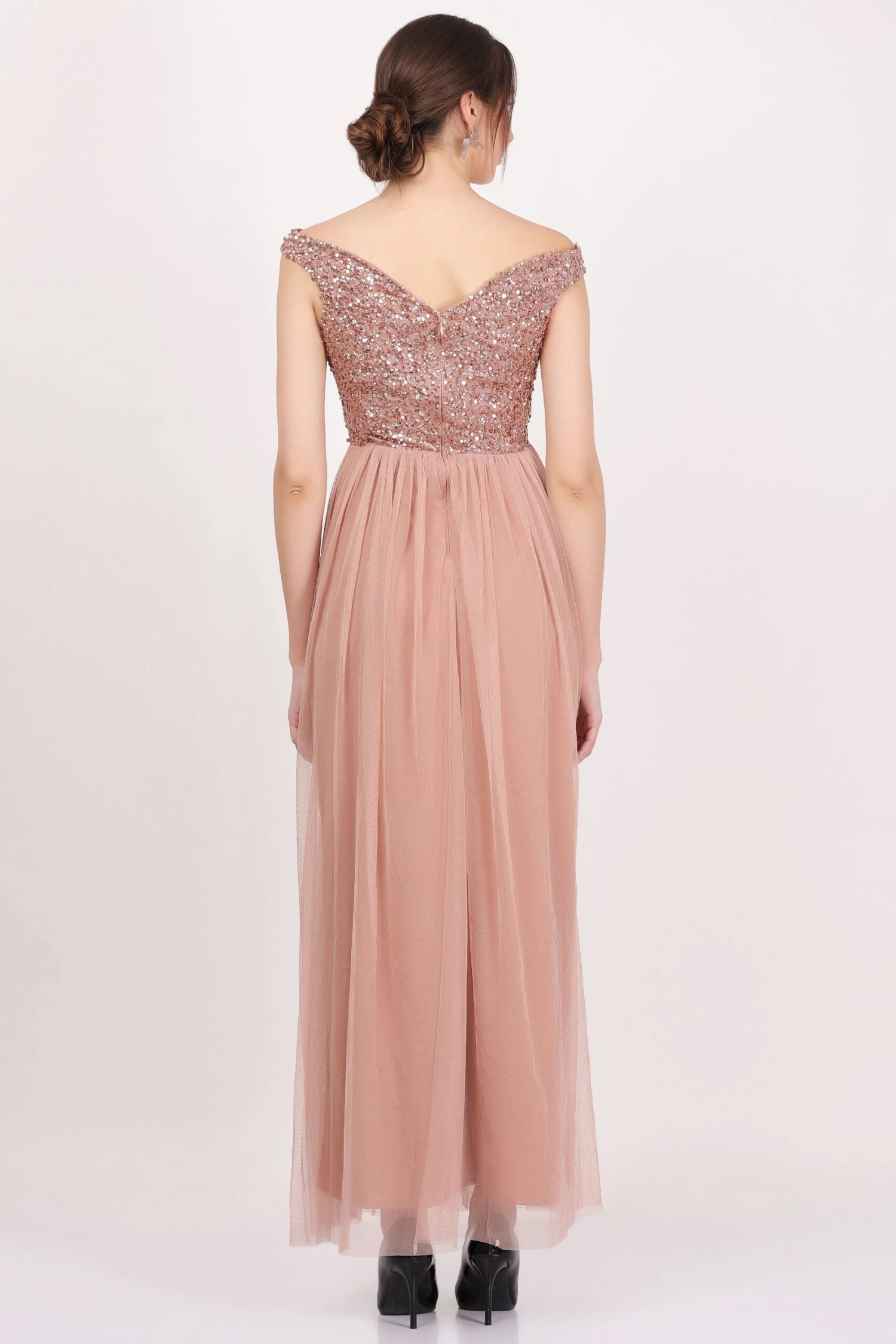 Nina Taupe Embellished Bridesmaid Maxi Dress 6 Nina Taupe Embellished Bridesmaid Maxi Dress - Image 4