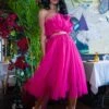 Nyra Tulle Top In Hot Pink