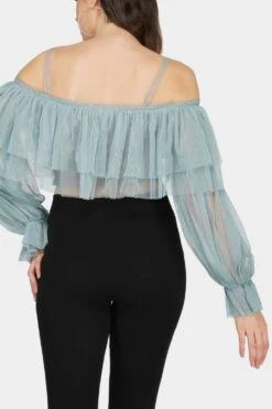 Perch Tulle Top In Teal -Lace & Beads PerchTop 3
