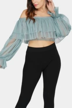 Perch Tulle Top In Teal -Lace & Beads PerchTop 4