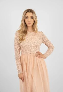 Belle Blush Pink Long Sleeve Bridesmaid Dress -Lace & Beads PicassoBelle 10 Copy